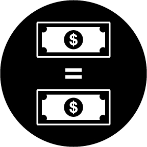 Dollar equals dollar icon