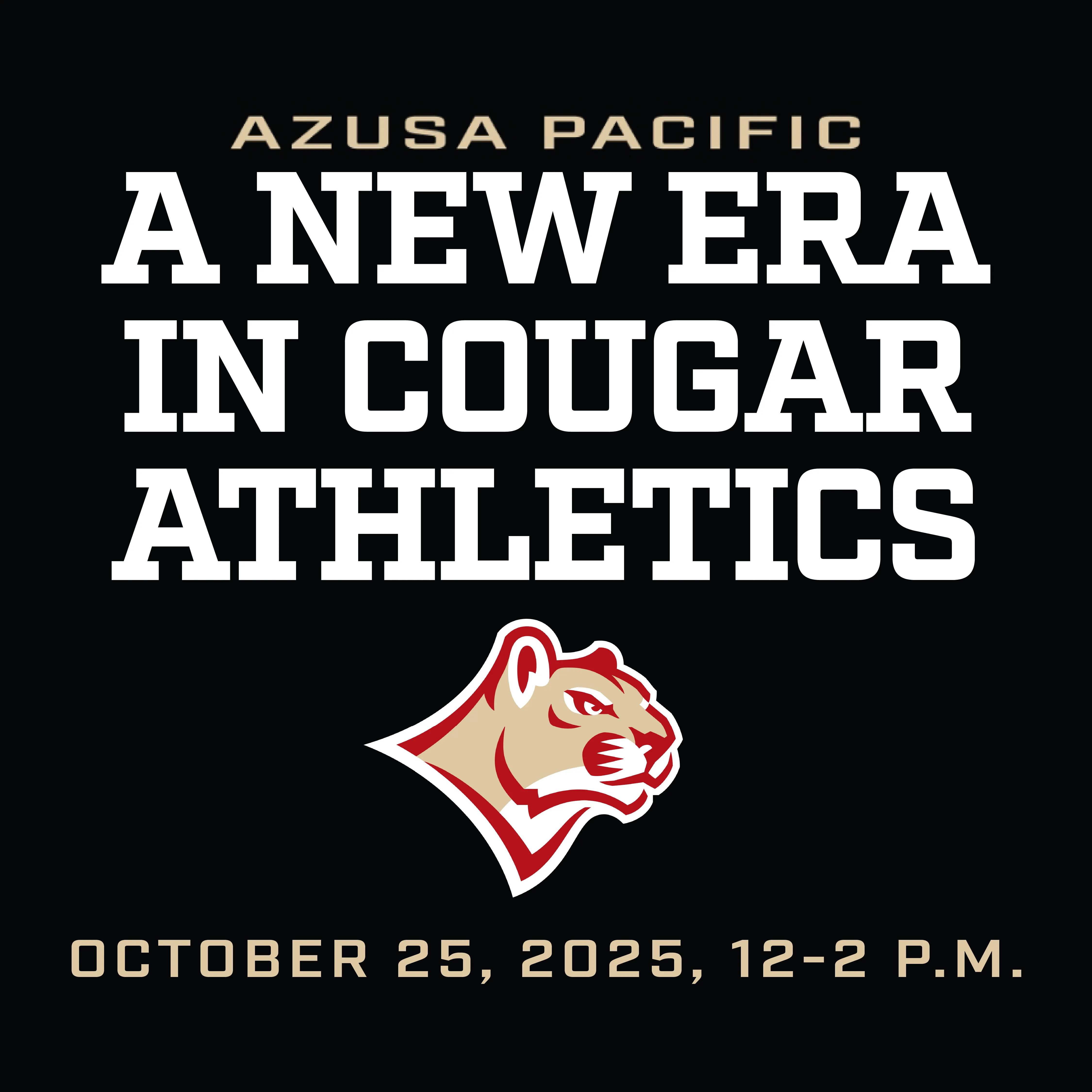 black flying saying: Future of apu athletics, october 25, 2025, from 12 to 2pm