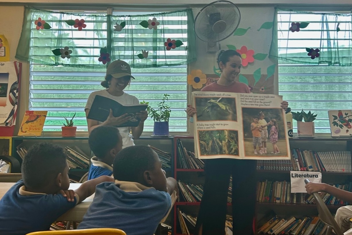 storytime in classroom in the dominican republic