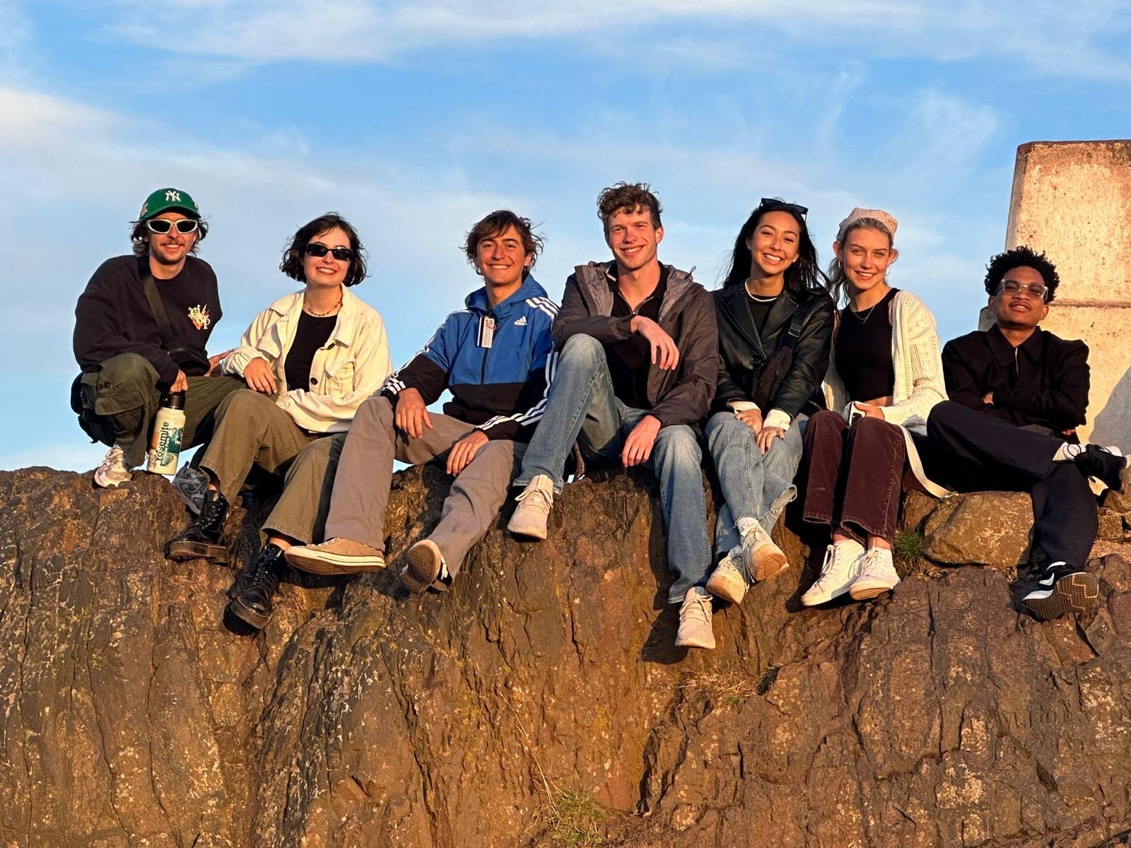 students hiking arthur's seat in edinburgh