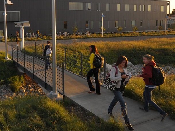 students walking on campus