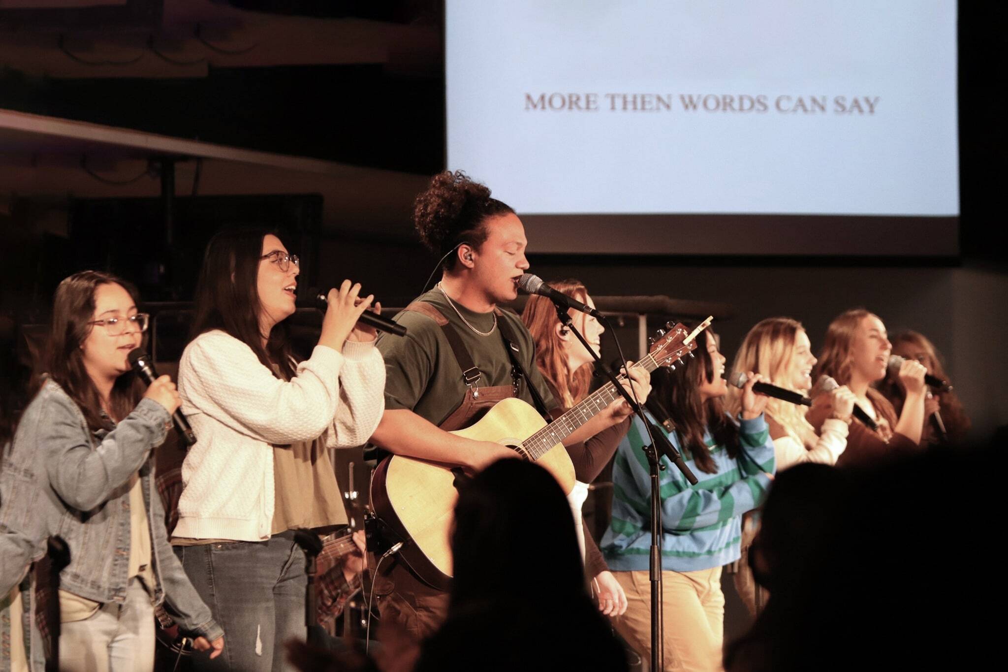 Students leading worship