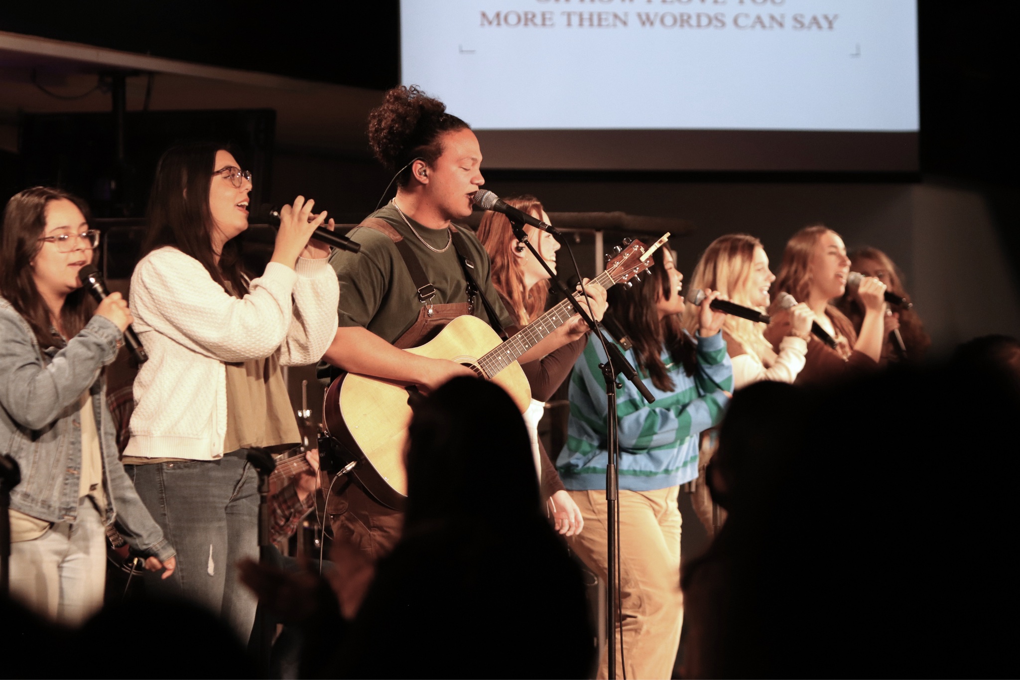 Students leading worship