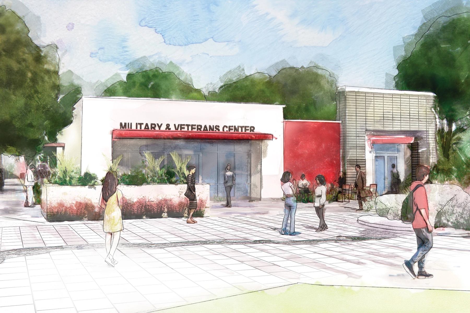 Water color rendering of the new Military Veterans Center