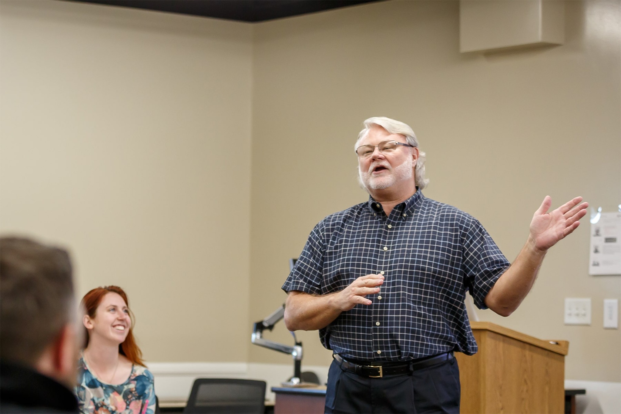 professor lecturing for students in the classroom