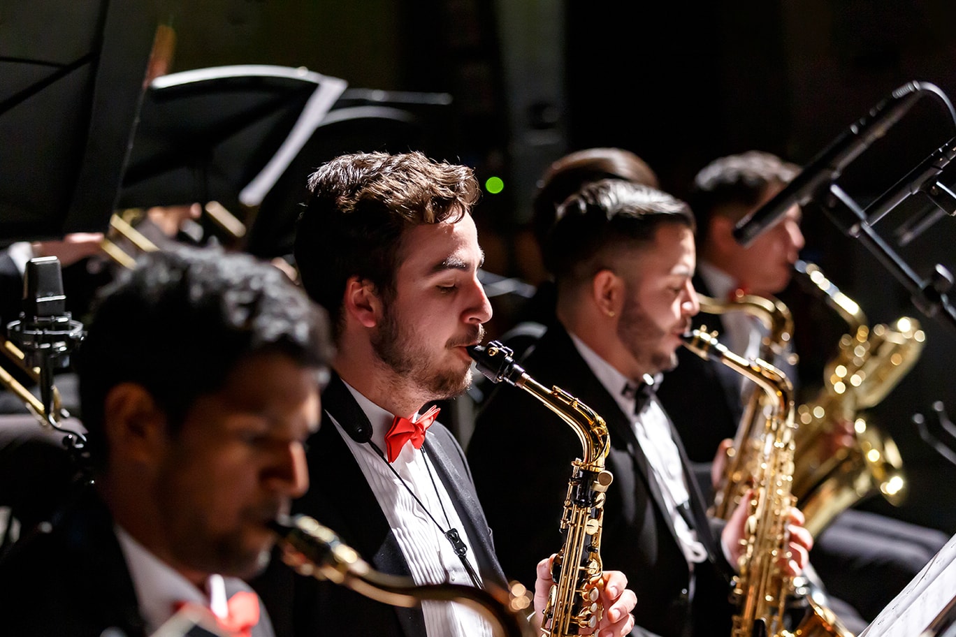 students playing the flute during concert