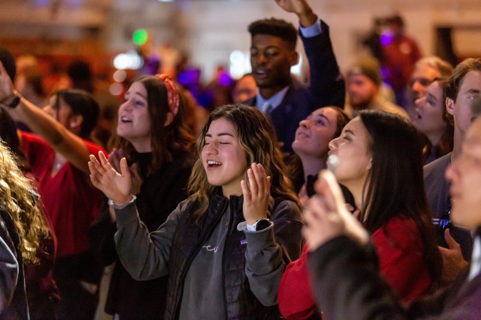 Students worshipping