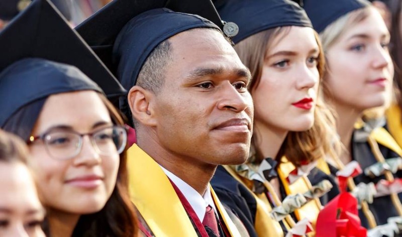 Student in cap and gown